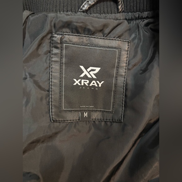 XRAY Jeans Faux Leather Viscose Bomber Japan Eagle Embroidered Jacket Size M - Picture 7 of 7